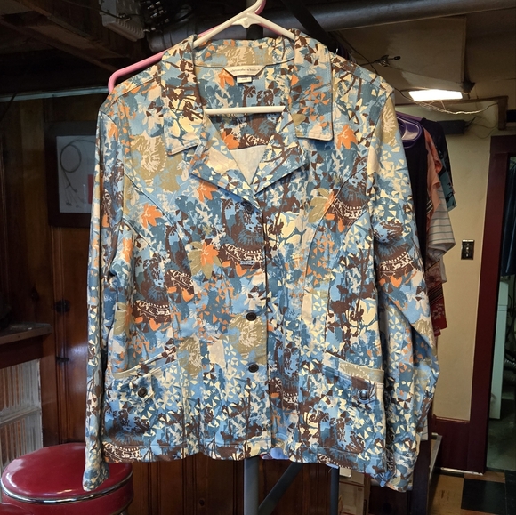 Christopher & Banks jean denim blazer button down misses size large BNWOT - Picture 1 of 11